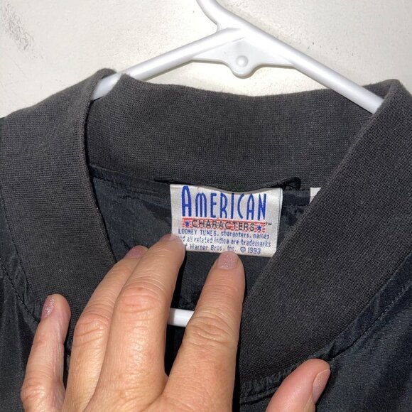 Vintage 90s Mens Bomber Jacket Size Medium Marvin the Martian Silk Looney Tunes - Picture 5 of 7